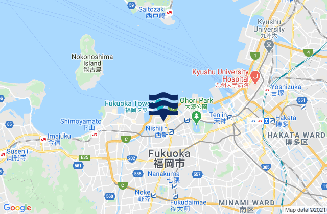 Fukuoka-shi, Japan tide times map