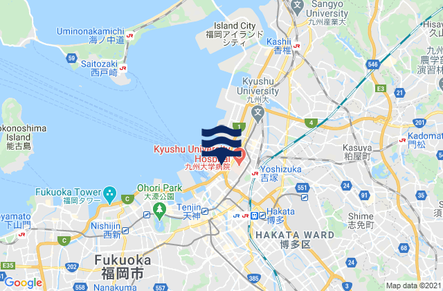 Fukuoka, Japan tide times map