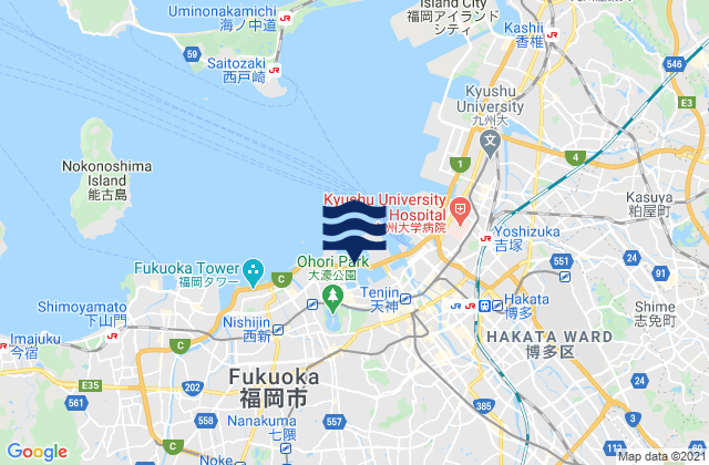 Fukuoka Wan, Japan tide times map