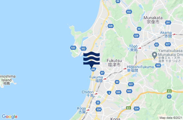 Fukutsu Shi, Japan tide times map