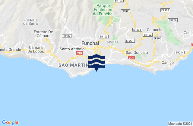 Funchal, Portugal tide times map