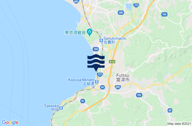 Futtsu Shi, Japan tide times map