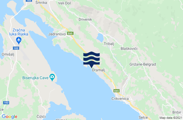 Fuzine, Croatia tide times map