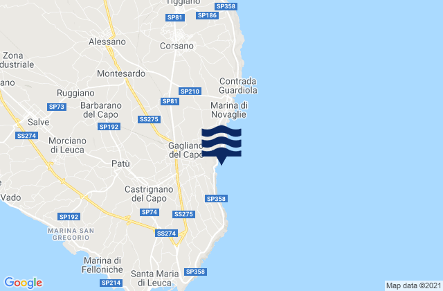 Gagliano del Capo, Italy tide times map