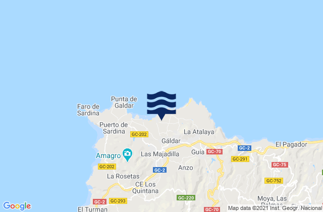 Galdar, Spain tide times map