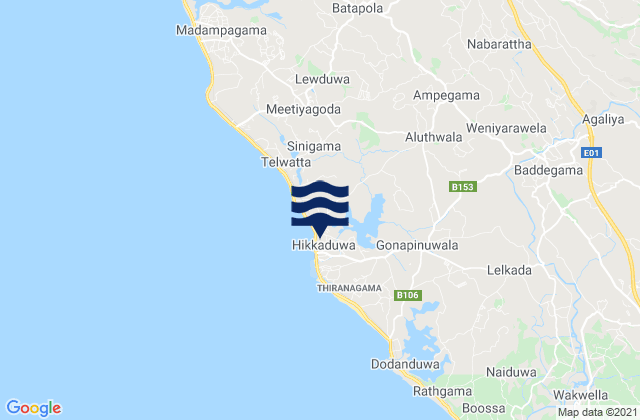 Galle District, Sri Lanka tide times map