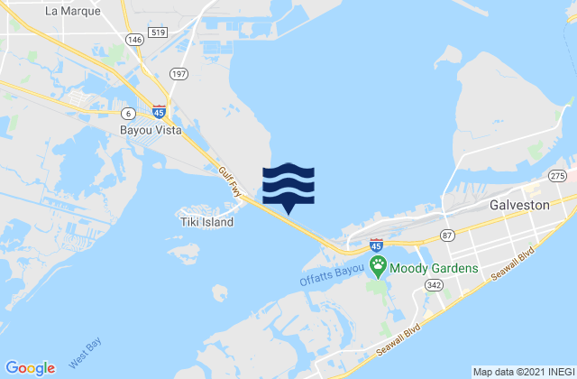 Galveston Causeway RR. bridge, United States tide chart map