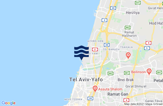 Ganei Tikva, Israel tide times map