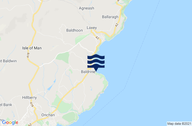 Garwick Bay Beach, Isle of Man tide times map