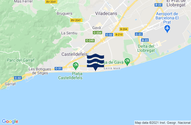 Gava, Spain tide times map