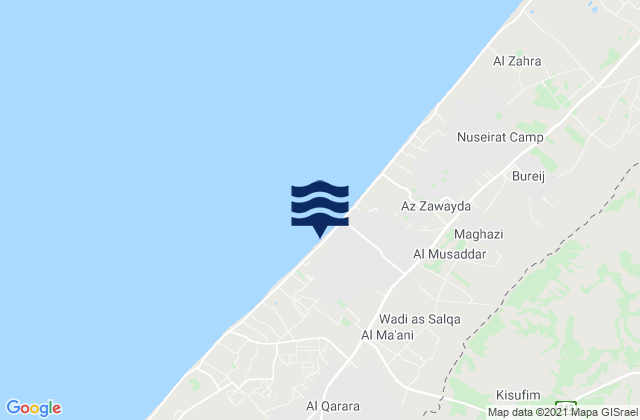 Gaza, Israel tide times map