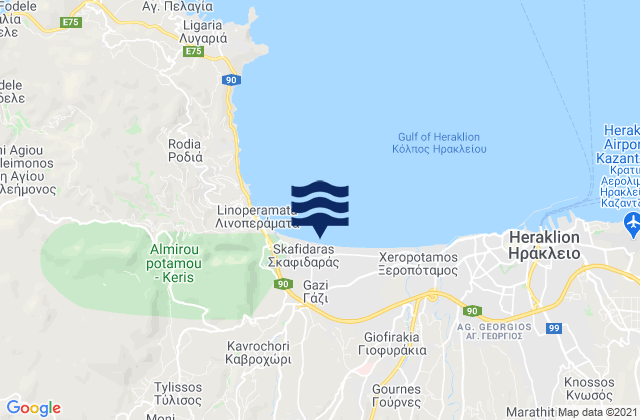 Gazi, Greece tide times map