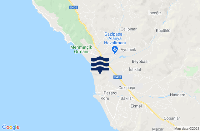 Gazipasa Ilcesi, Turkey tide times map