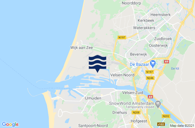 Gemeente Beverwijk, Netherlands tide times map