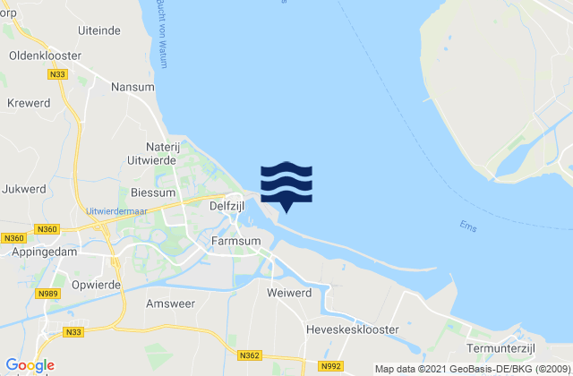 Gemeente Delfzijl, Netherlands tide times map