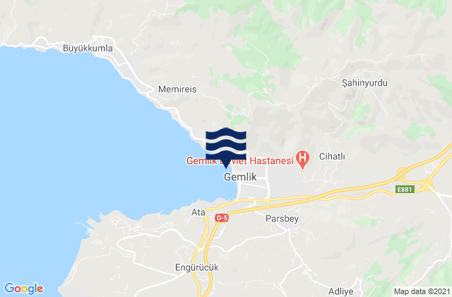 Gemlik, Turkey tide times map