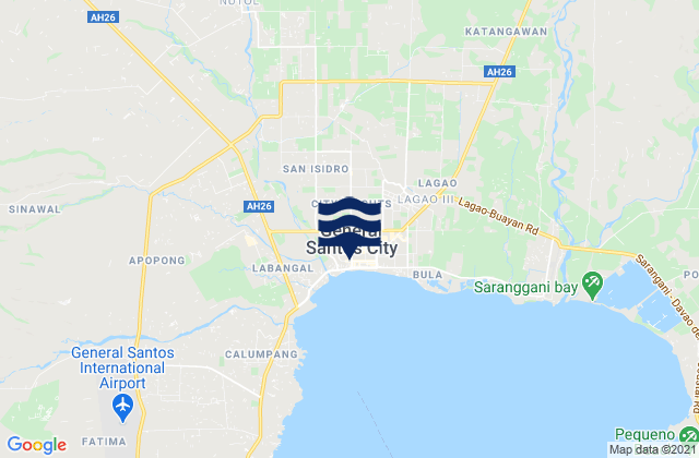 General Santos City (Dadiangas), Philippines tide times map