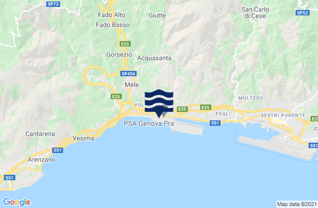 Genoa Voltri, Italy tide times map