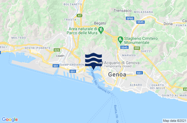 Genova, Italy tide times map