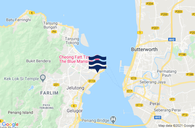 George Town, Malaysia tide times map