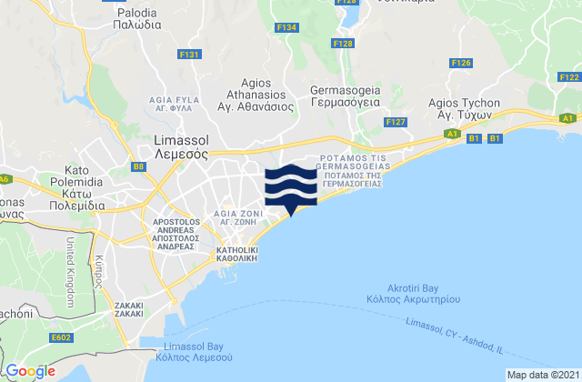 Gerasa, Cyprus tide times map