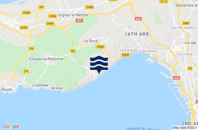 Gignac-la-Nerthe, France tide times map