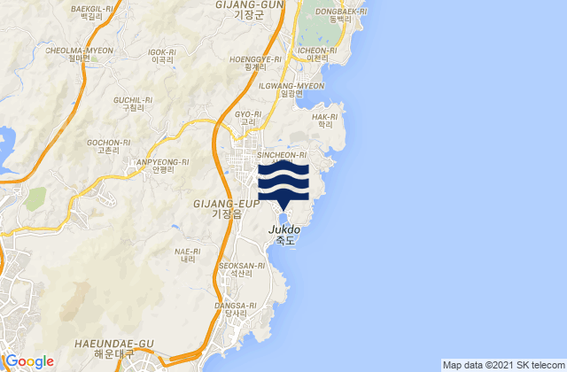 Gijang, South Korea tide times map