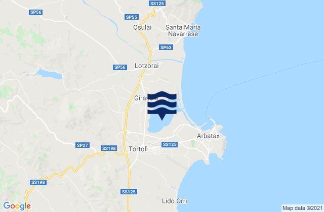 Girasole, Italy tide times map