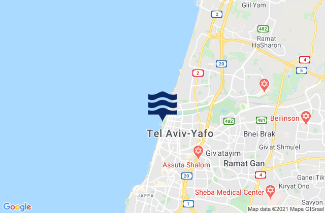 Givatayim, Israel tide times map
