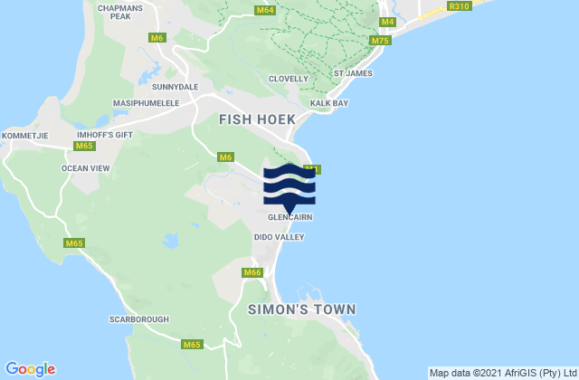 Glencairn, South Africa tide times map