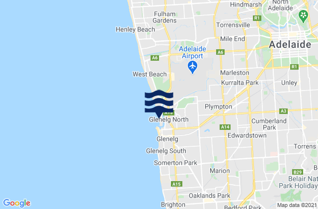 Glenelg North, Australia tide times map