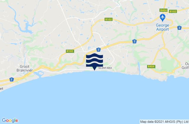 Glentana Beach, South Africa tide times map