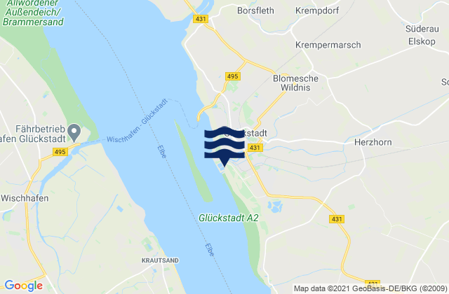 Gluckstadt, Denmark tide times map
