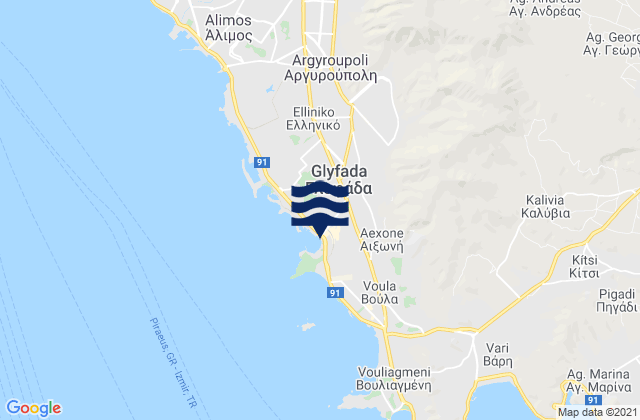 Glyfada, Greece tide times map