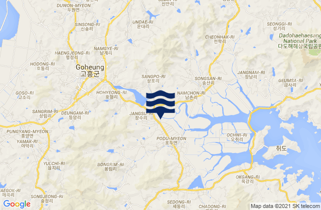 Goheung-gun, South Korea tide times map