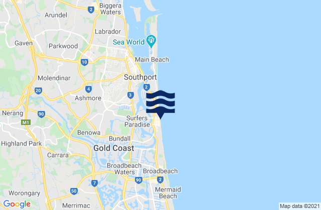 Gold Coast, Australia tide times map