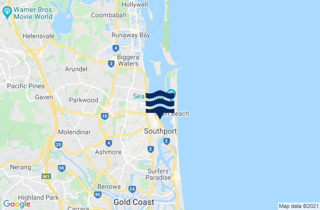 Gold Coast Operations Base, Australia tide times map