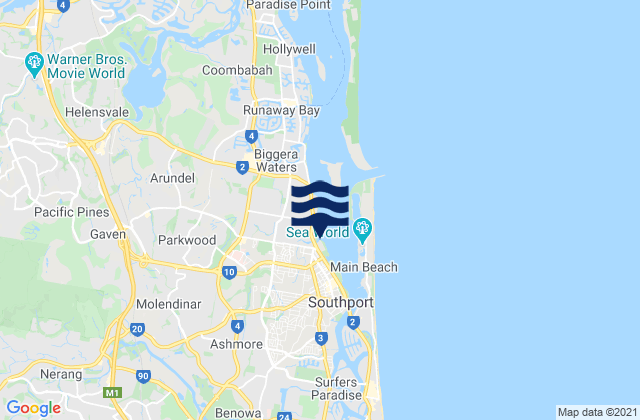 Gold Coast, Australia tide times map