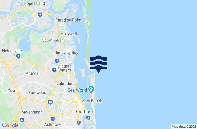 Gold Coast Seaway, Australia tide times map