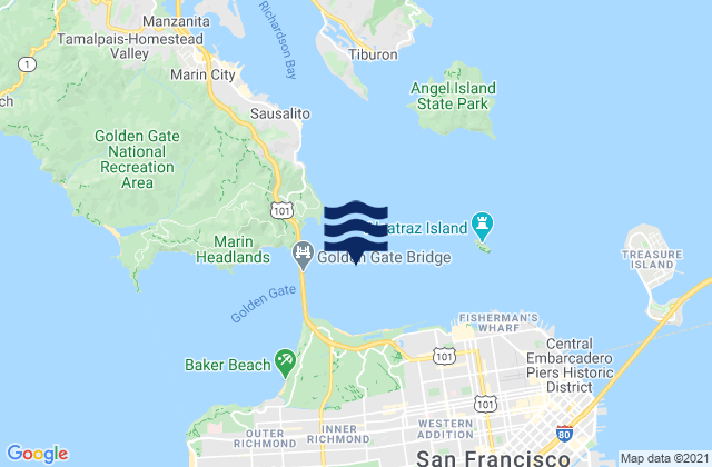 Golden Gate Bridge 0.8 mile east of, United States tide chart map