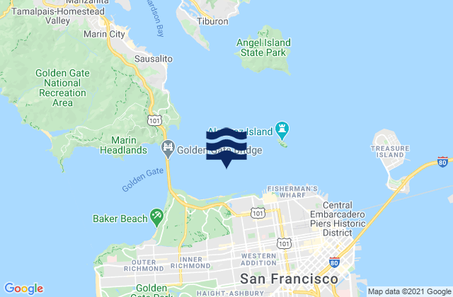 Golden Gate Bridge .8 mi E ., United States tide chart map
