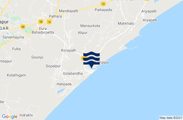 Gopalpur, India tide times map