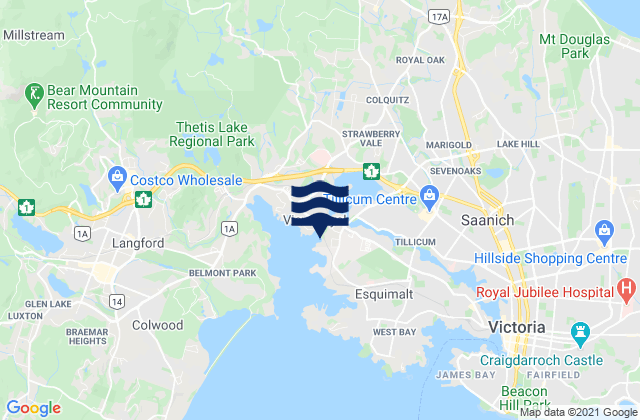 Gorge (Victoria), Canada tide times map