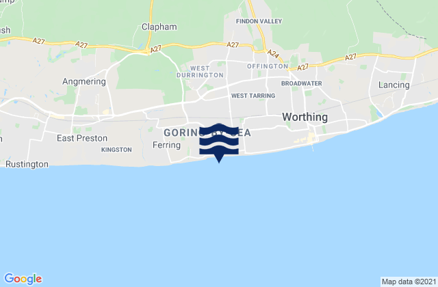 Goring Beach, United Kingdom tide times map