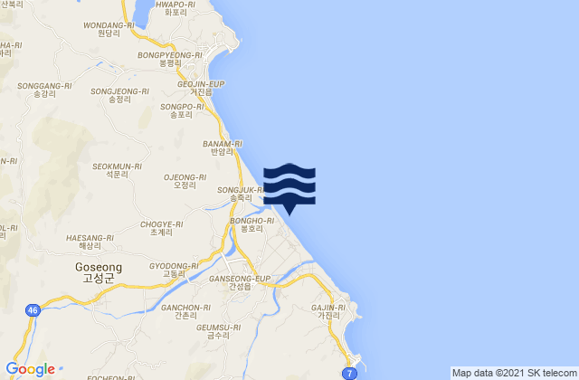 Goseong-gun, South Korea tide times map