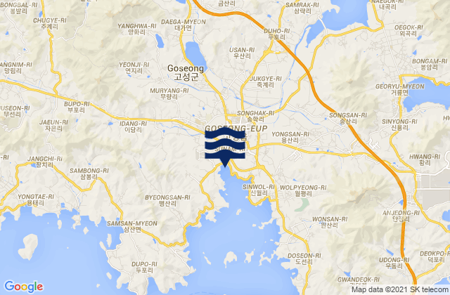 Goseong, South Korea tide times map