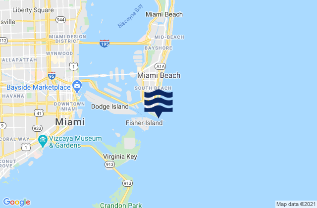Government Cut Miami Harbor Entrance, United States tide chart map