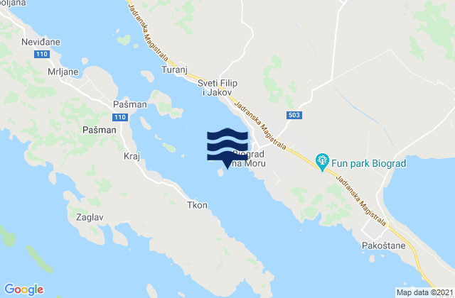 Grad Biograd na Moru, Croatia tide times map