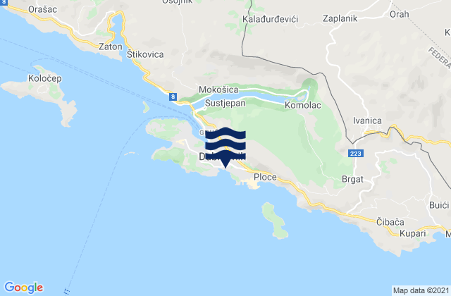 Grad Dubrovnik, Croatia tide times map