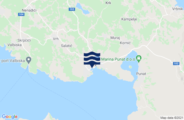Grad Krk, Croatia tide times map